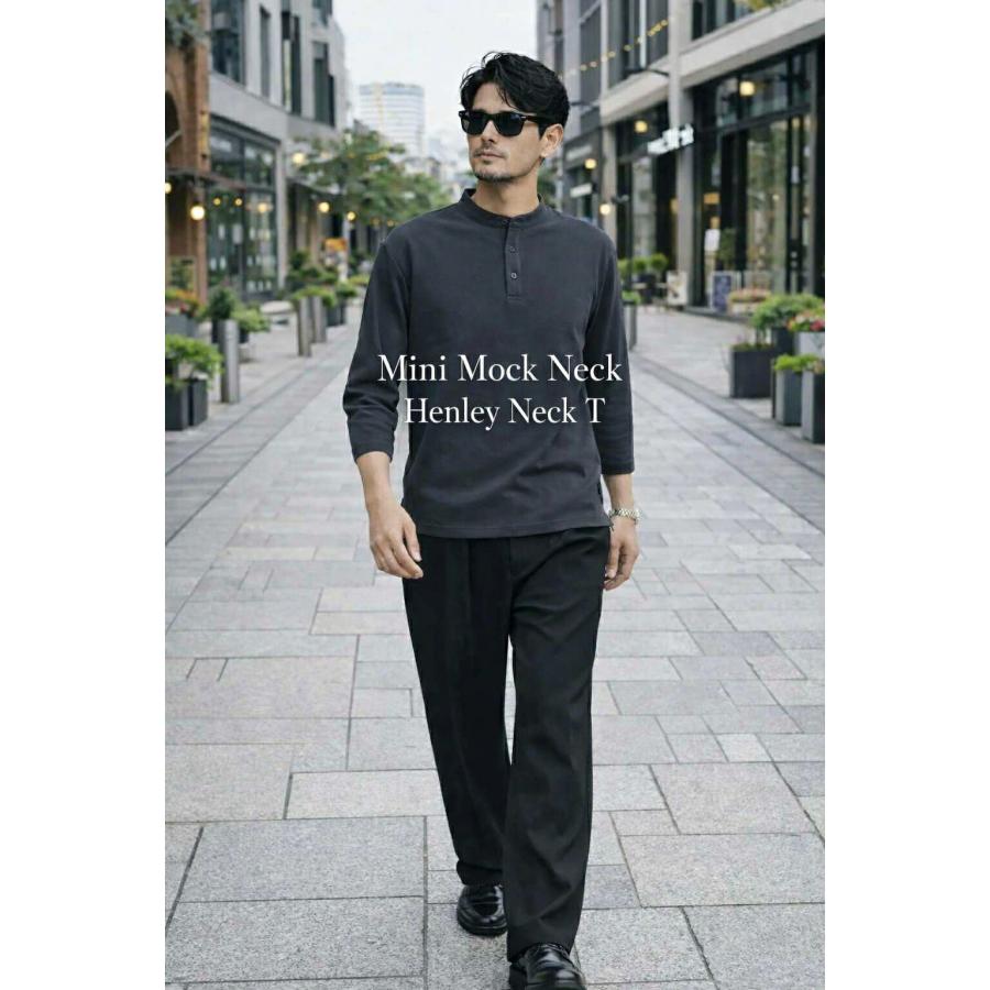 メンズ トップス ヘンリーネック Tシャツ カットソー ロンT長袖