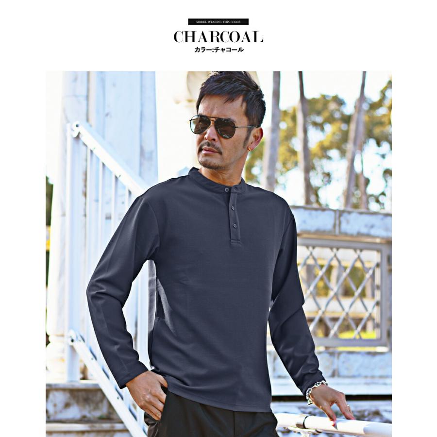 ヘンリーネック Tシャツ カットソー メンズ ロンT長袖 キレイめ