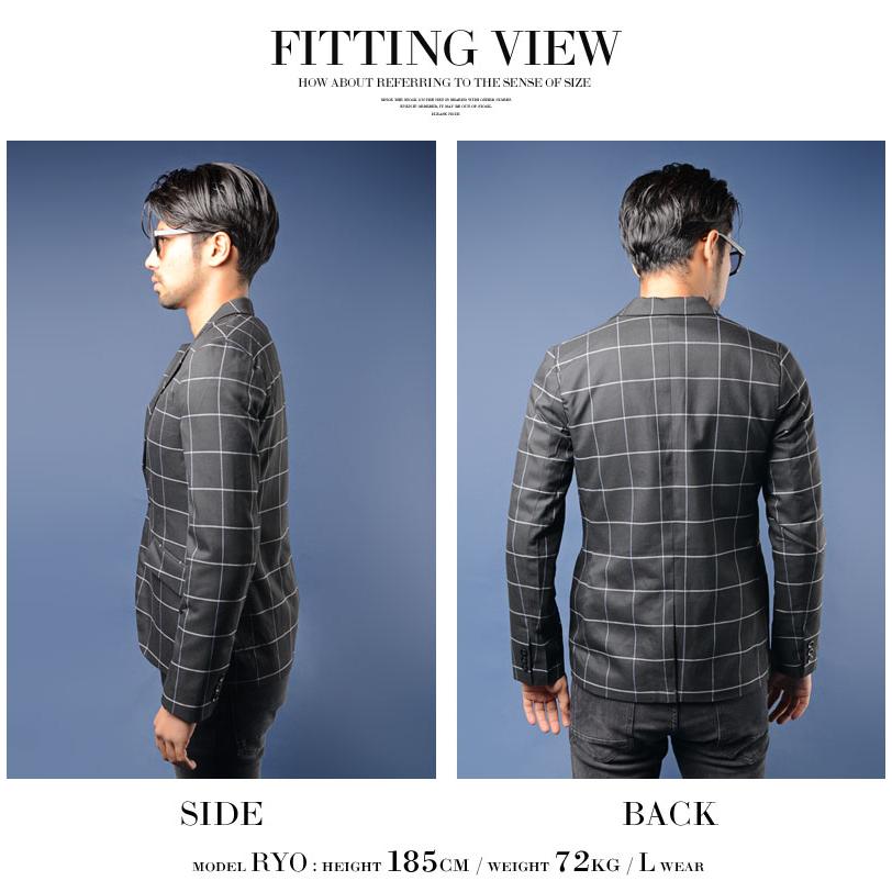 テーラードジャケット メンズ 秋冬 チェック柄 スーツ おしゃれ