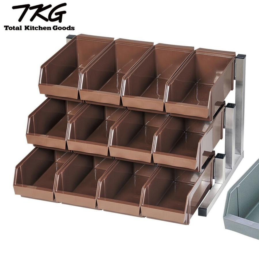 TKG 18-8スマート オーガナイザー 3段4列 (12個入) グレー EOC3201 7-0813-0801 4905001829000 遠藤商事