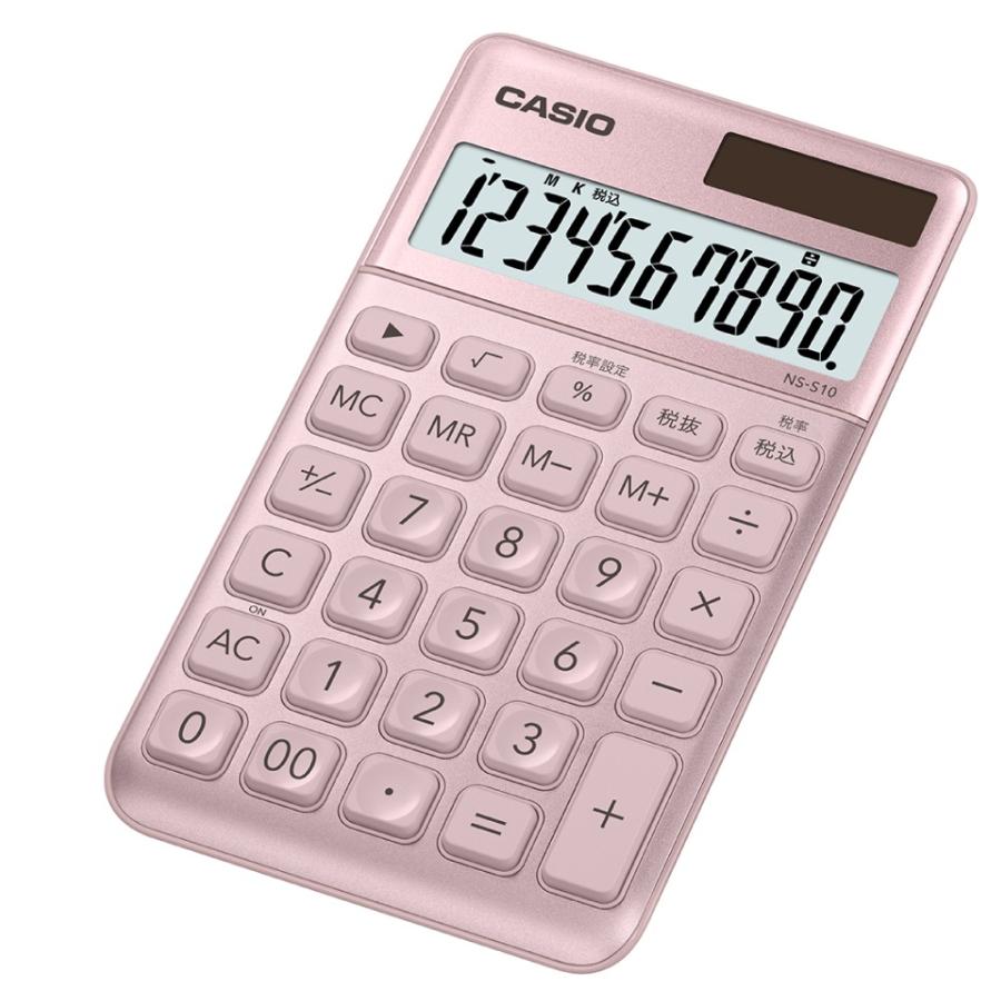CASIO カシオ 大判手帳型スタイリッシュ電卓 10桁 税計算 ライトピンク NS-S10-PK-N|良品百科|01