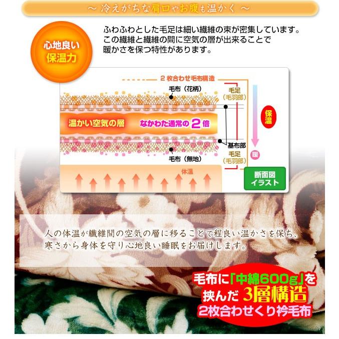 毛布 シングル 140×230cm 2枚合わせ 綿入り くり衿毛布 なかわた増量タイプ : 自社ブランド良品寝具の宮地 - 通販 ...