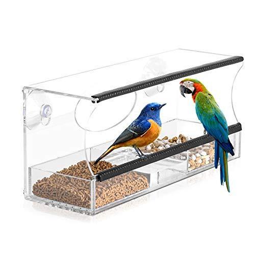 bingopaw バードフィーダー 餌台 野鳥給餌器 クリア アクリル製 小鳥の姿を観察 窓ガラスに設置 吸盤 野鳥の餌箱 ハムスター/モルモット/う その他小動物用品