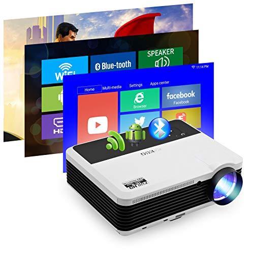 【格安SALEスタート】WIKISH WiFiプロジェクター Bluetooth Android搭載 5000LM 1080P ホームシアター スピーカー内蔵 HDMI US