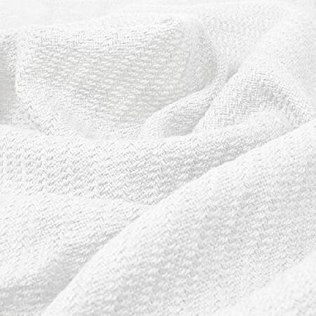 COTTON CRAFT Soft Cotton Thermal Blanket Plush Herringbone Twill All Season Luxurious Breathable Skin Friendly Lightweight Cooling Throw Blanket