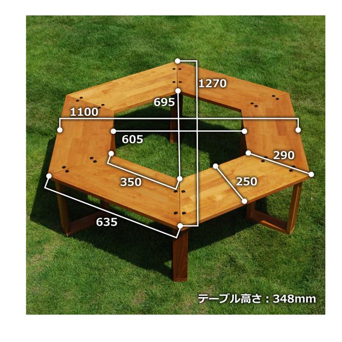 DIY キャンプキット ヘキサテーブル ALL木製モデル（塗装済）焚き火テーブル ヘキサテーブル キャンプギア 木材 テーブル 木製テーブル  K-10-MKC