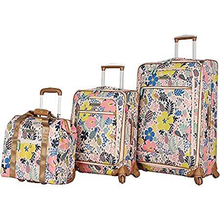 Lily Bloom Luggage 3 Piece Softside Spinner Suitcase Set Collection (Cabin 並行輸入品 機内持込み（ハードタイプ）