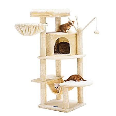 Hey-brother Cat Tree for Indoor Cats, 50 inch Cat Tower with Scratch Posts,並行輸入品