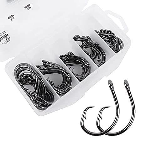 売れ筋がひ新作 バス ナマズ 鯉 マグロ 淡水釣りフック 海水 高炭素鋼 50個 インラインワイドギャップサークルフック Ucec アンバージャックなどに 並行輸入品 5サイズ 釣り針 Www Cromg Org Br