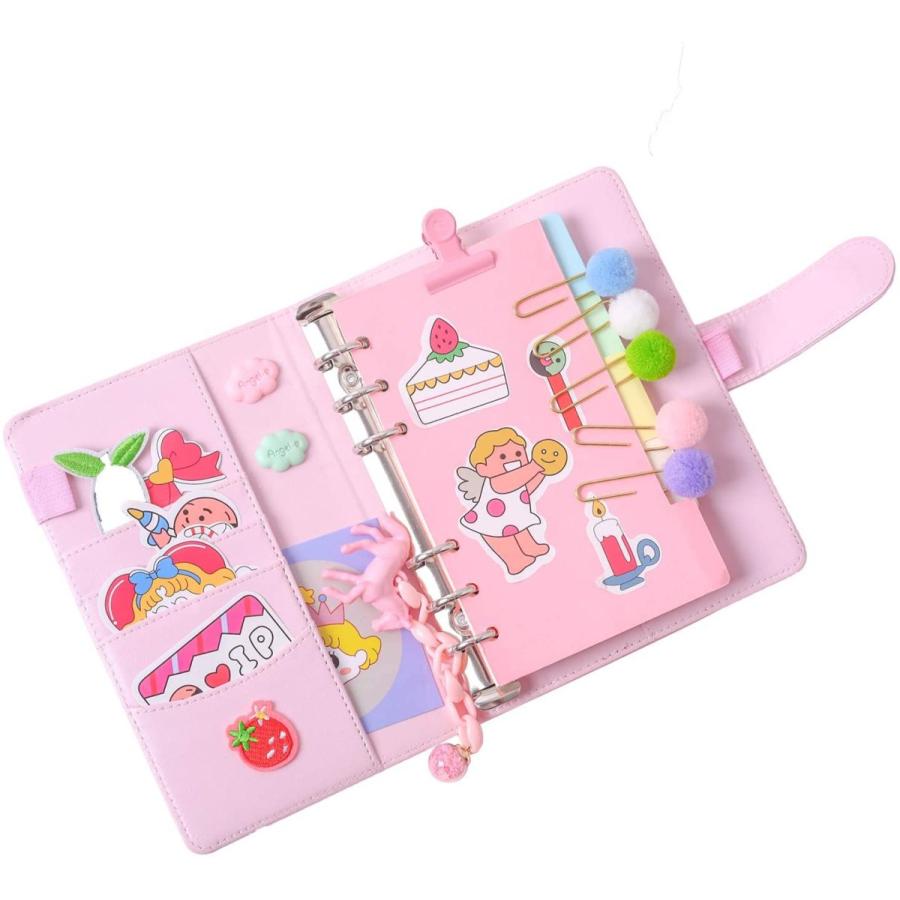 Feilikaシステム手帳 リングノートメモ帳 可愛いバインダー手帳 Diyシールpuレザーカバー 収納ポケット しおり付き 方眼 横罫線 Rysストア 通販 Yahoo ショッピング