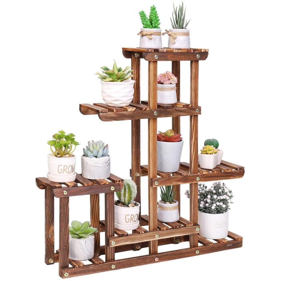 Unho フラワースタンド 木製 ガーデンラック 4段 棚 鉢スタンド 多肉植物 観葉植物 ラック コンパクト 花台 ベランダ 玄関 園芸ラ Rysストア 通販 Yahoo ショッピング