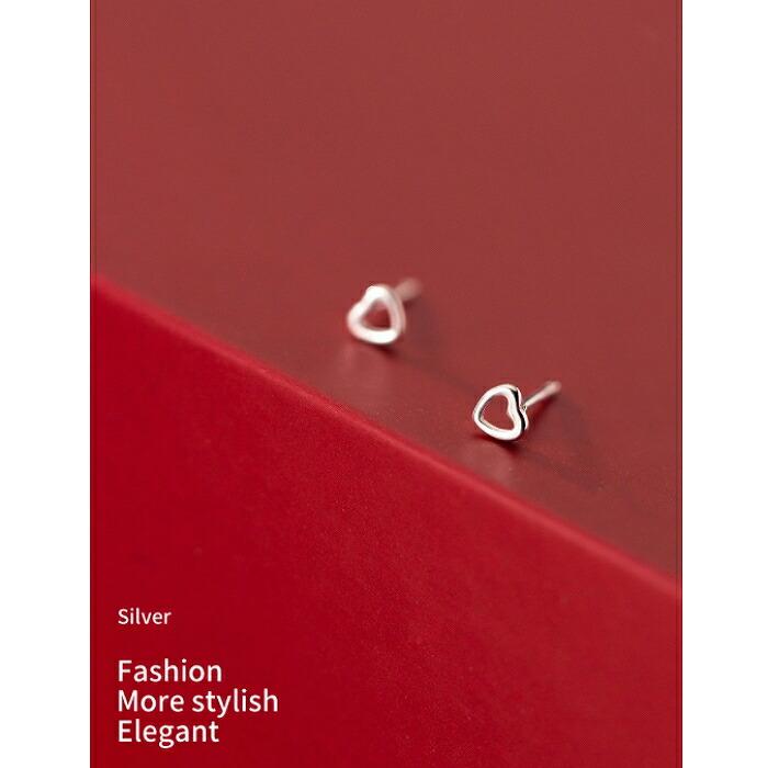 Silver925 ハートピアス シルバー製 ハート ピアス 2本 シンプル ファーストピアス メイン シンプルピアス シルバーピアス 愛心 控えめ 小さめ 小さいピアス |  | 01