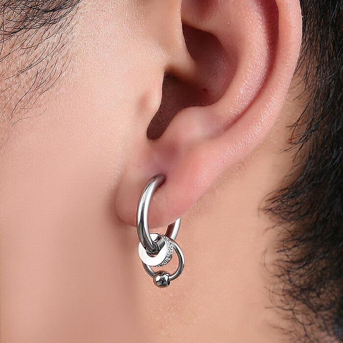 リングピアス 1ピース 片耳ピアス 韓国ファッション チタン製 チタンリング シンプルピアス メンズ レディース クール シンプル リング ピアス クール |  | 04