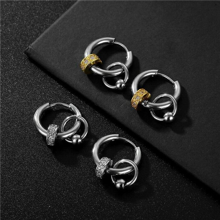 リングピアス 1ピース 片耳ピアス 韓国ファッション チタン製 チタンリング シンプルピアス メンズ レディース クール シンプル リング ピアス クール |  | 05