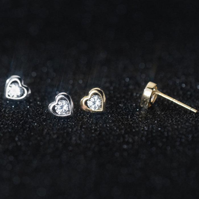 ピアス ハート キュービックジルコニア Silver925 レディース シルバー ゴールド 小さい ミニ シンプル アレルギー | 