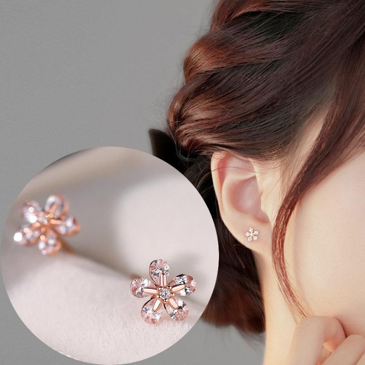 ピアス 花 フラワー ローズゴールド 小さい シンプル 軟骨 シルバー999 アレルギー対応 20G 仕事用 小さいピアス シンプルピアス セカンドピアス 爆買 | 