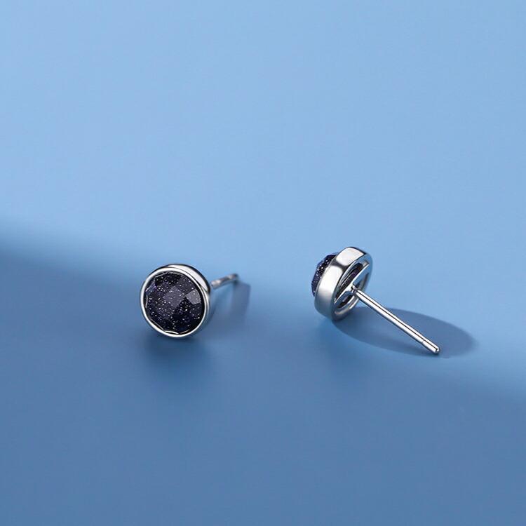 ブルーゴールドストーンピアス シルバー999 ピアス ブルーサンドストーン ブルーゴールドストーン 紫金石 天然石 パワーストーン シンプル  レディース メンズ |  | 07