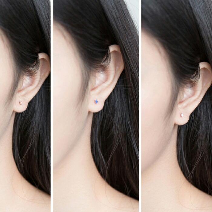 ピアス 金属アレルギー対応 雫 水玉 Silver925 ブルー ホワイト