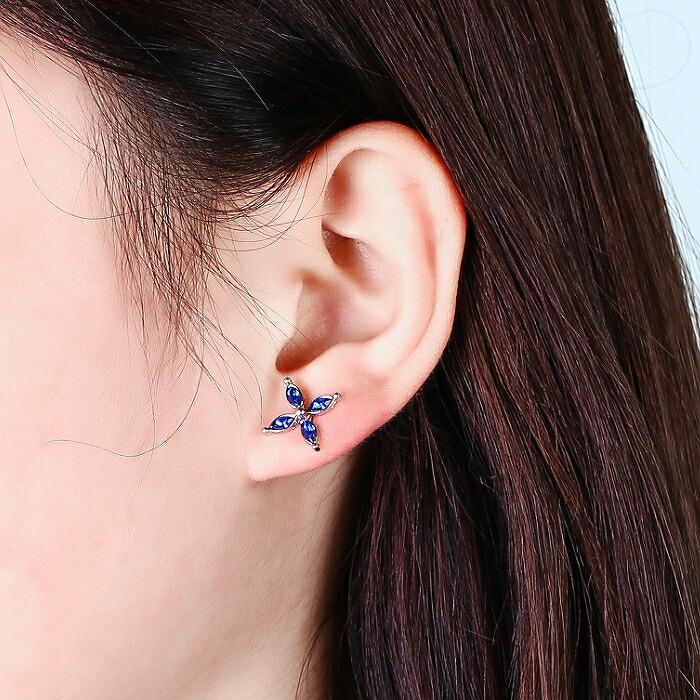 フラワーピアス レッド ブルー ホワイト シルバー ピアス シンプル お花 シルバー925 アレルギー対応 | ブランド登録なし | 01
