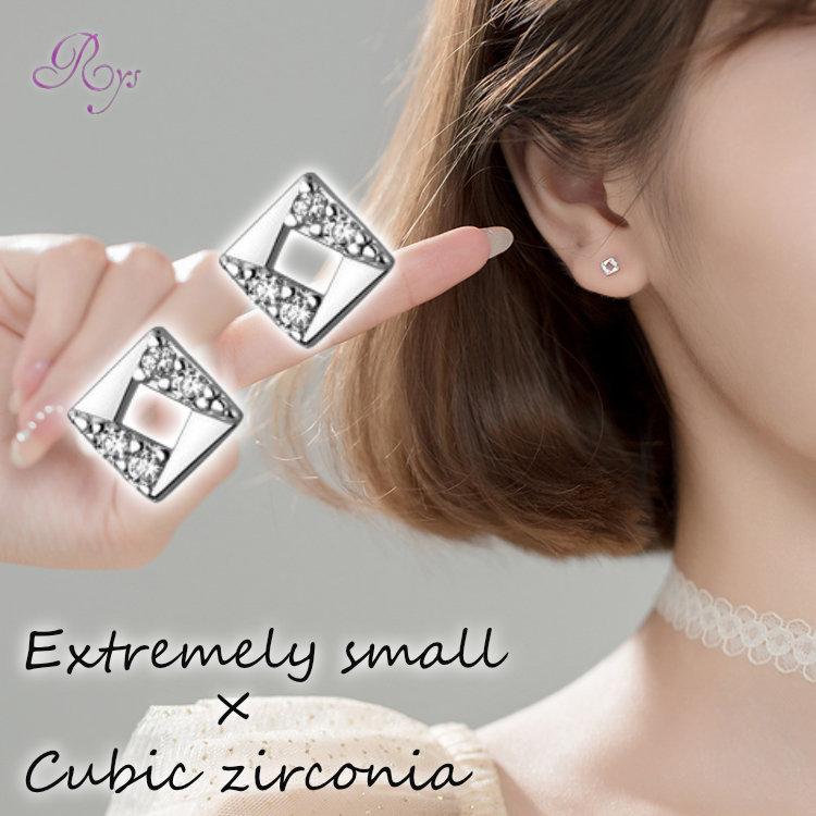 スクエアピアス Silver925 シルバー ゴールド シンプル 小さい