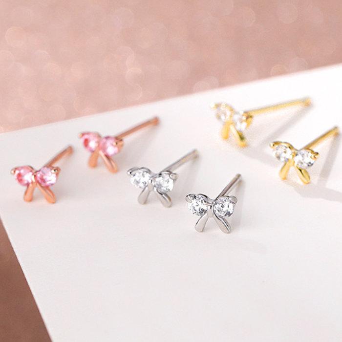 ピアス リボン シルバー レディース ゴールド ピンク Silver925 シンプル かわいい | ブランド登録なし
