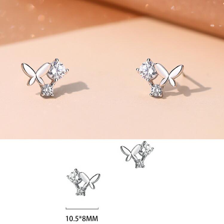 ピアス シルバー925 蝶々 キュービックジルコニア シルバー シンプル