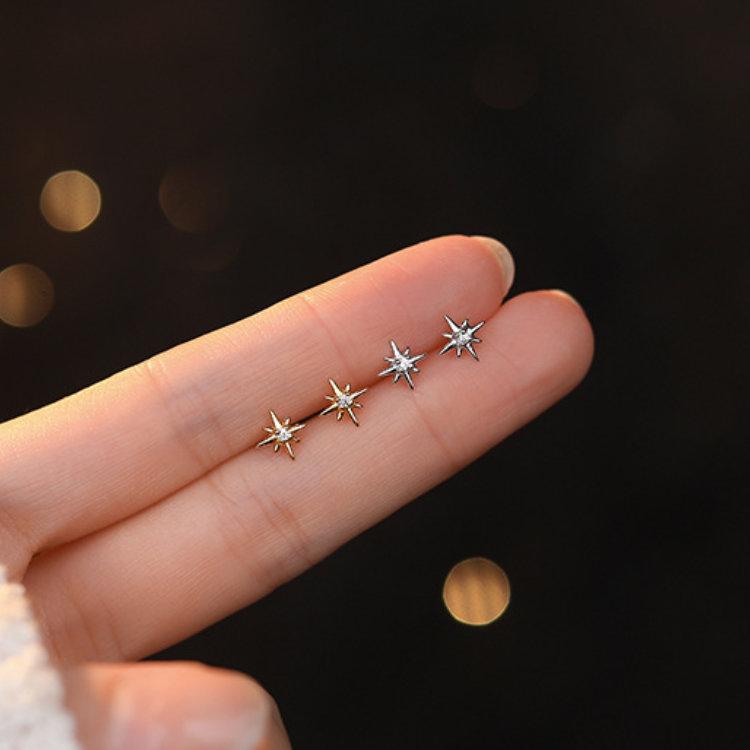 八芒星ピアス 八角星 スター 星 シルバー999 20G シルバー ゴールド