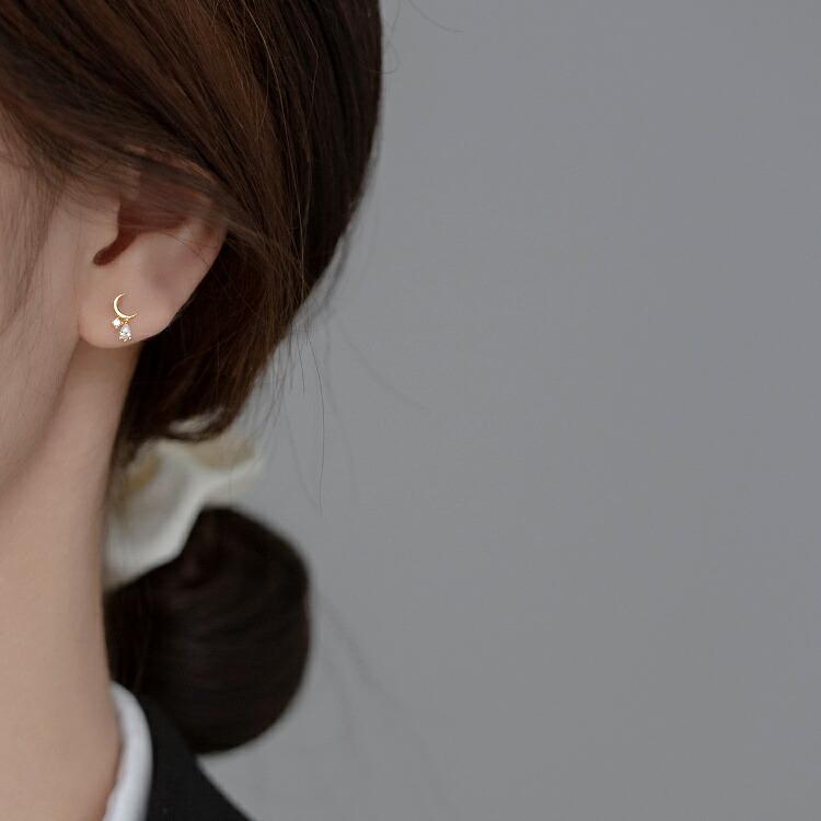月の雫ピアス ムーンドロップピアス シルバー ゴールド ピアス
