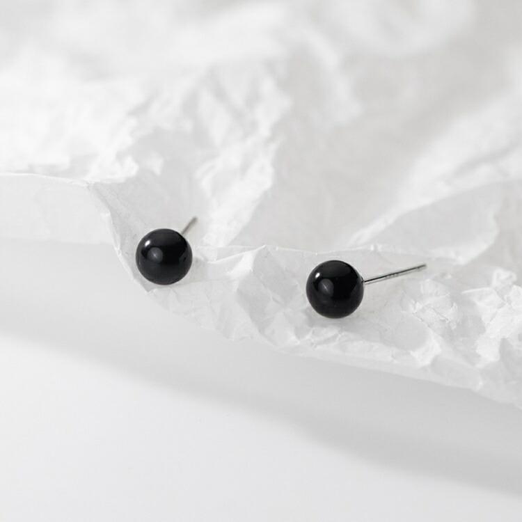 合成ブラックパールピアス 黒真珠 1粒合成パール シルバー925 アレルギー対応 ブラック ピアス 4mm 5mm 6mm シンプル 20G スタッドピアス メンズ レディース | ブランド登録なし | 01