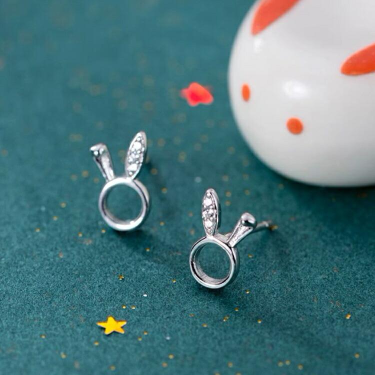 耳折れうさぎモチーフのピアス シルバー925 ピアス うさぎ 兎 ラビット
