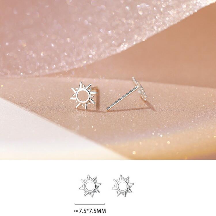 太陽モチーフのシルバーピアス シルバー925 ピアス 太陽 サン 宇宙