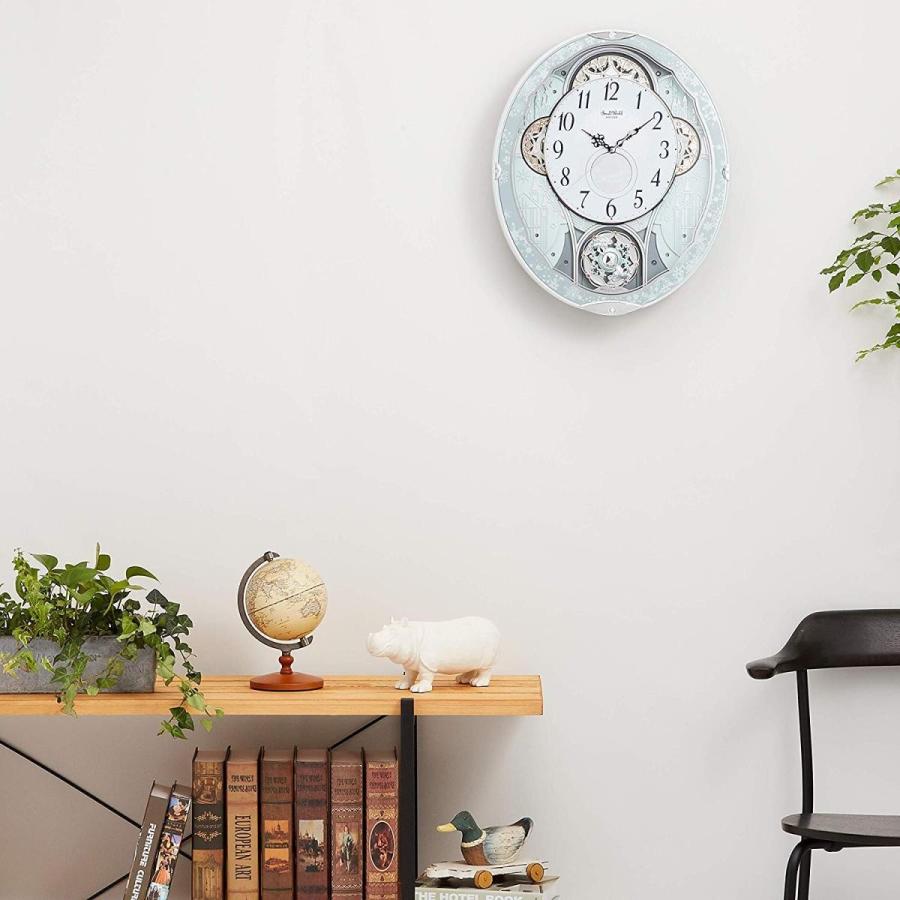 リズム時計 掛け時計 電波 アナログ からくり スモールワールドビスト 30曲 メロディ クリスタル 飾り付き 青 メタリック Smal Www Nlqp Com