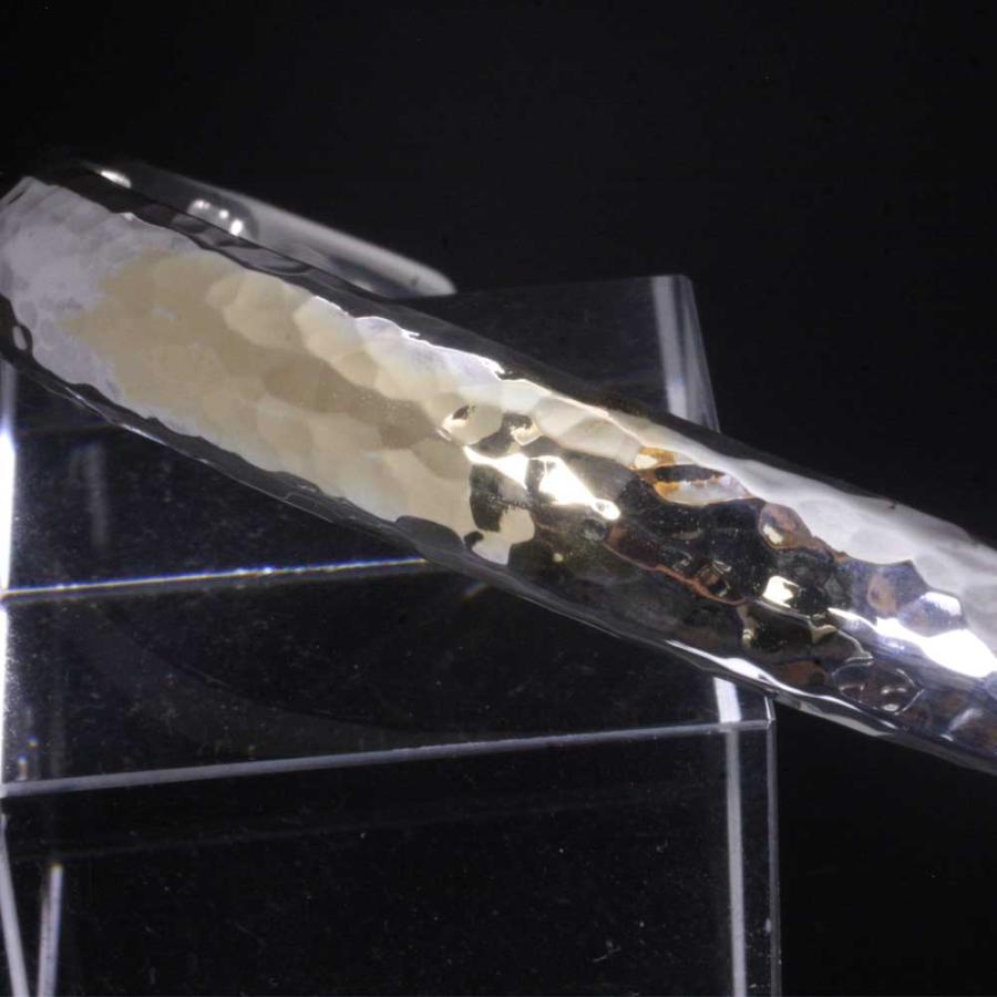 バングル メンズ K18 シルバー ブランド 龍頭 甲丸 丸 鎚目 シルバーバングル 8mm幅 シンプル 槌目の画像
