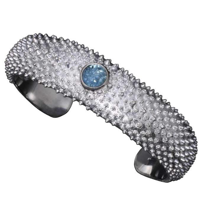 バングル メンズ シルバー ブランド 龍頭 霰 シルバーバングル ブルー