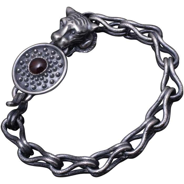 手数料安い ブレスレット メンズ シルバー 龍頭 虎 霰ラウンド 岩石 シルバーブレスレット ガーネット 日本全国送料無料 Www Doctor Plan Com