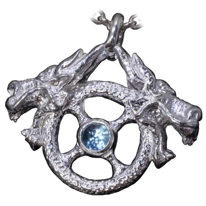 お歳暮 ペンダント ネックレス メンズ シルバー 龍頭 双龍頭 ペンダントトップ ブルートパーズ 和柄 人気が高い Www Muslimaidusa Org