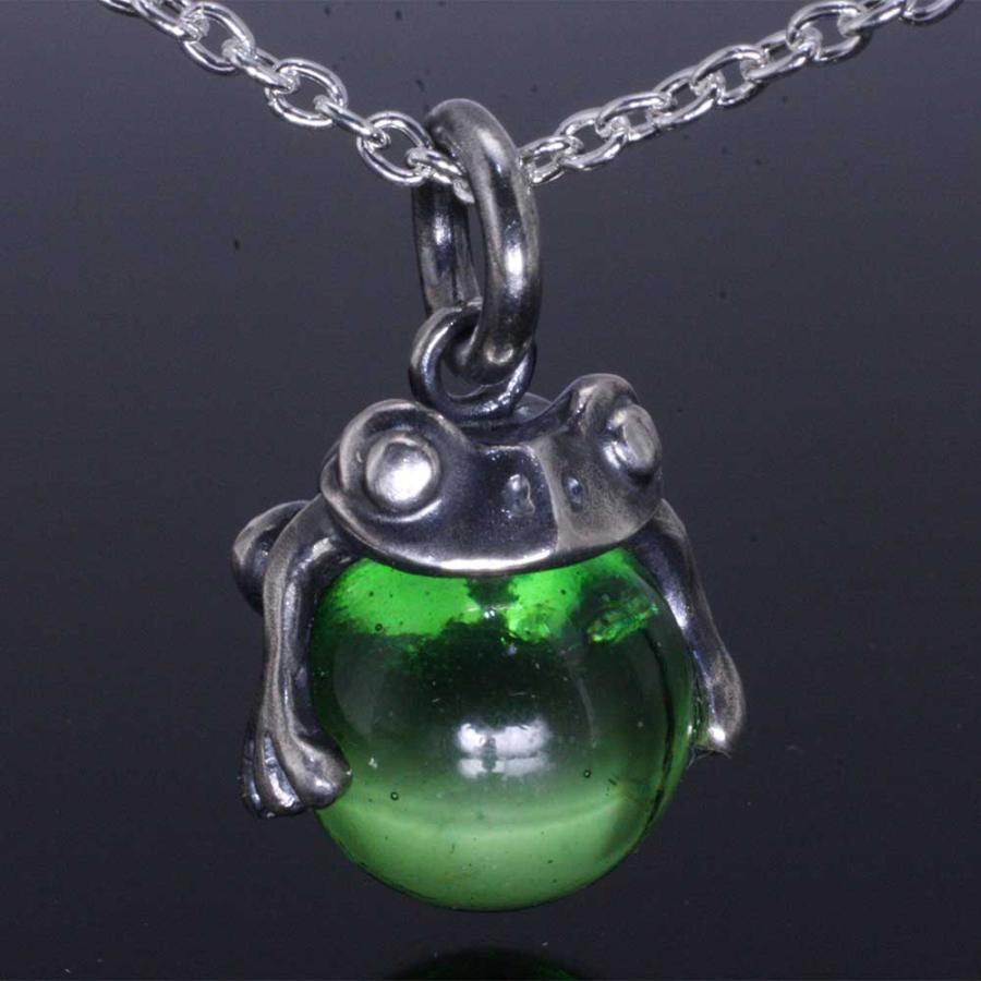 ペンダント ネックレス メンズ シルバー 龍頭 蛙 玉 ペンダントトップ Green Glass お守り｜ryu-zu｜05