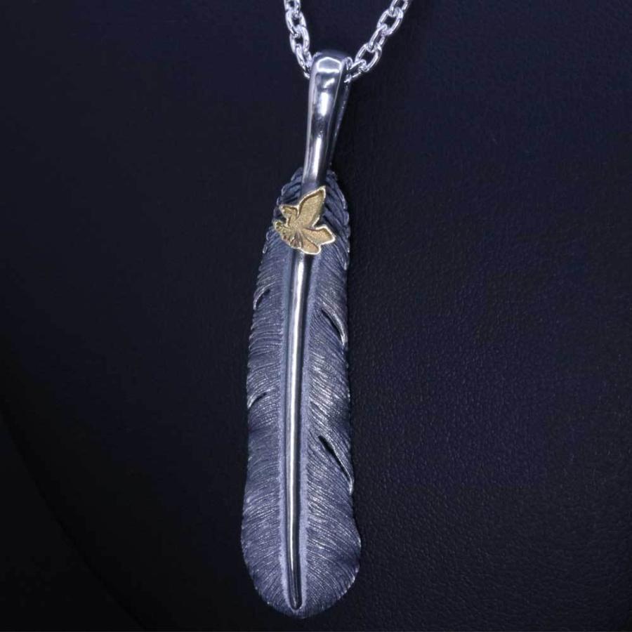 ペンダント メンズ 龍頭 八咫烏 フェザー ペンダントトップ K18：ヤタガラス 燻し仕上げ シルバー シンプル ブランド 和柄 和風
