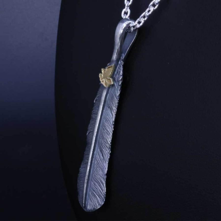 ペンダント メンズ 龍頭 八咫烏 フェザー ペンダントトップ K18：ヤタガラス 燻し仕上げ シルバー シンプル ブランド 和柄 和風