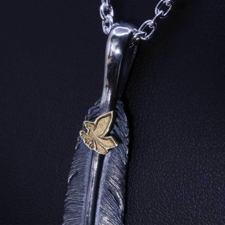 ペンダント メンズ 龍頭 八咫烏 フェザー ペンダントトップ K18：ヤタガラス 燻し仕上げ シルバー シンプル ブランド 和柄 和風