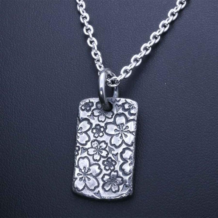 加賀 ドックタグ型アクセサリー ドックタグ ペンダント ネックレス メンズ シルバー 龍頭 桜吹雪