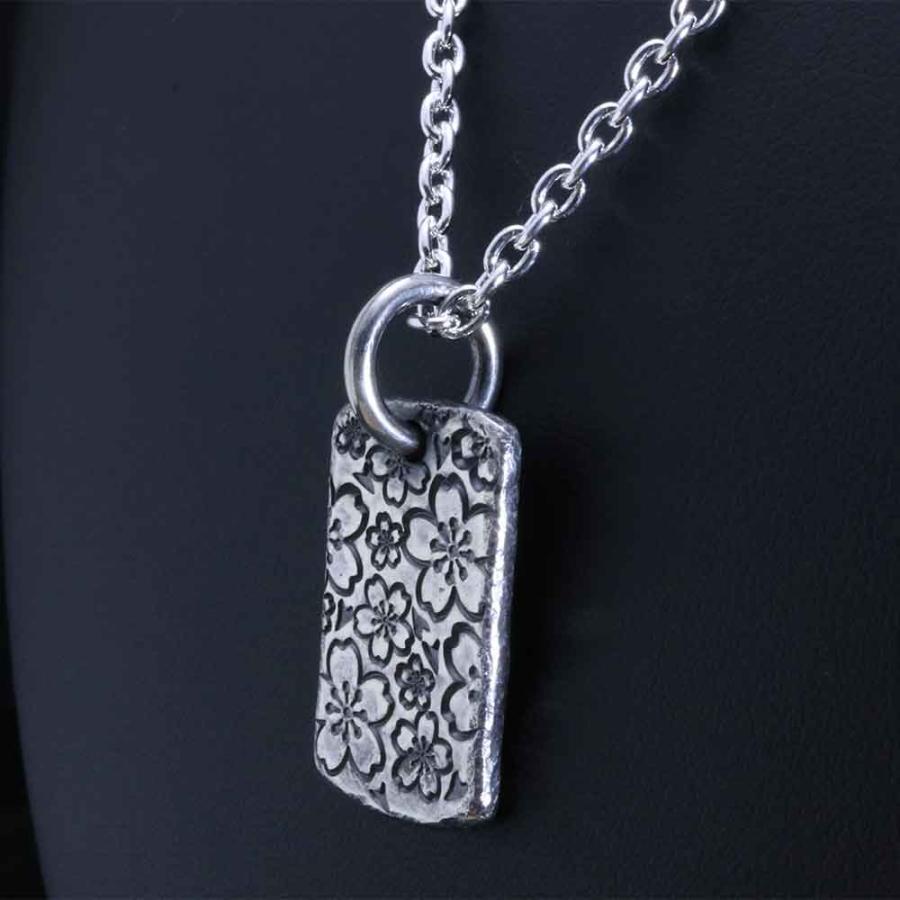 ドックタグ ペンダント ネックレス メンズ シルバー 龍頭 桜吹雪