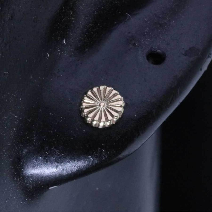ピアス メンズ 片耳用 K10 龍頭 菊紋 ゴールドピアス 5mm幅 1ヶ シングル 金 ピン ブランド アレルギーフリーの画像