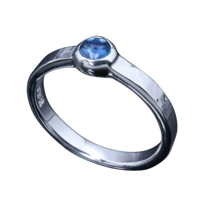 指輪 メンズ シンプル シルバーリング 龍頭 丸 鎚目 リング 石付 3mm幅