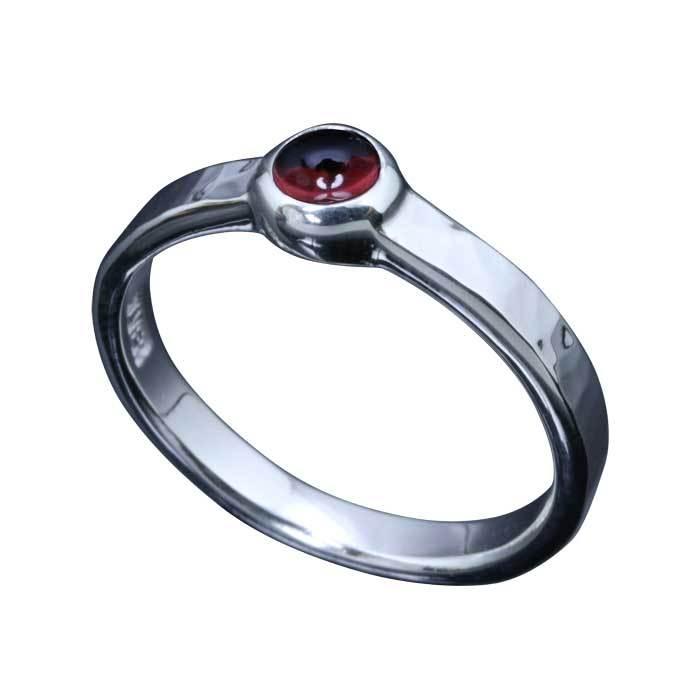 指輪 メンズ シンプル シルバーリング 龍頭 丸 鎚目 リング 石付 3mm幅