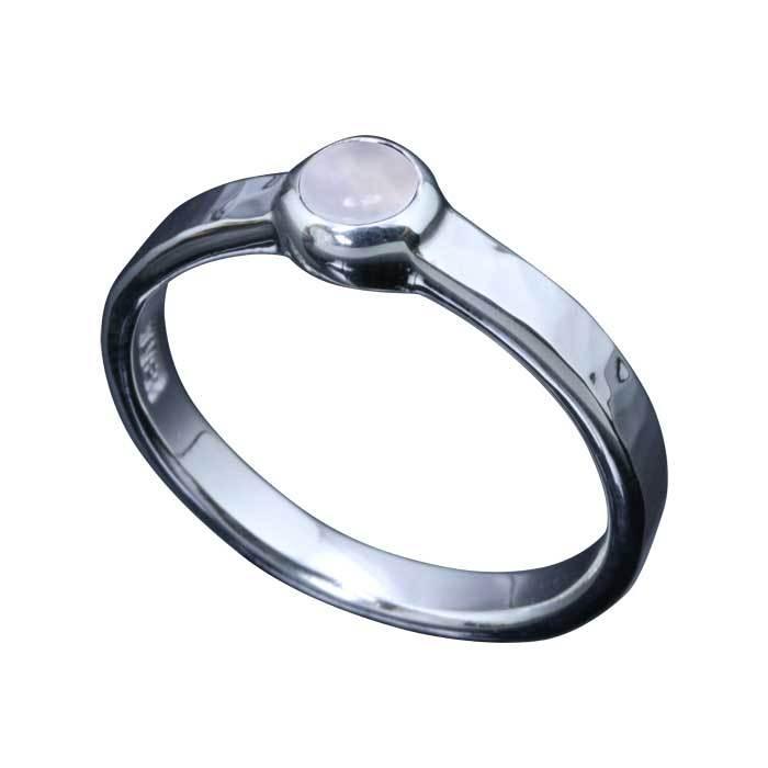 指輪 メンズ シンプル シルバーリング 龍頭 丸 鎚目 リング 石付 3mm幅