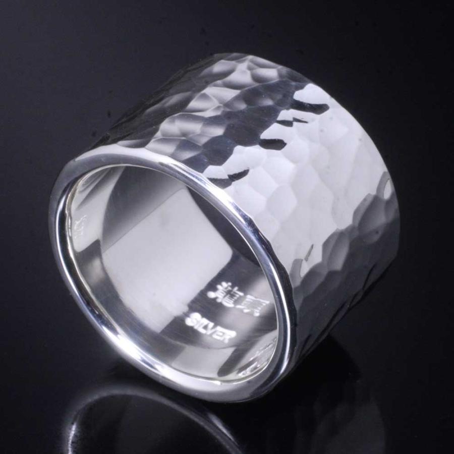 指輪 メンズ シルバーリング シンプル 龍頭 丸 鎚目 リング 17mm幅 肉