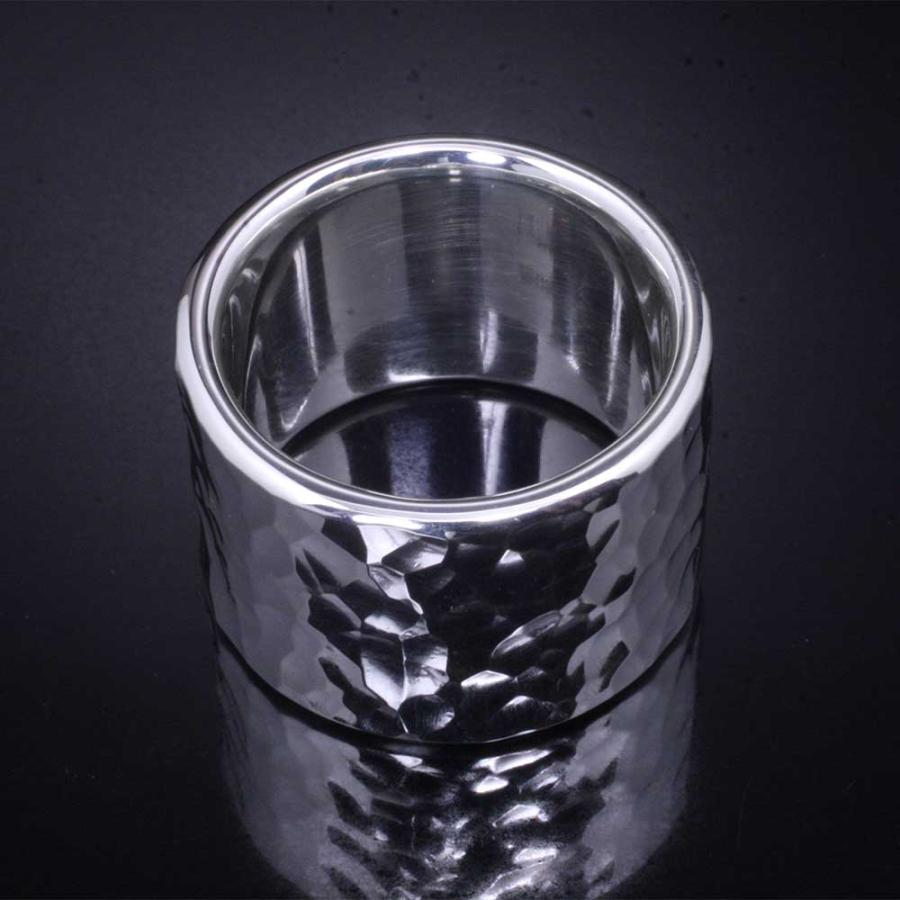 指輪 メンズ シルバーリング シンプル 龍頭 丸 鎚目 リング 17mm幅 肉