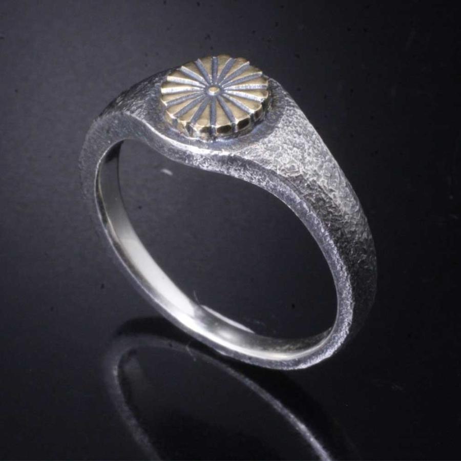 指輪 メンズ 龍頭 菊紋 印台 シルバーリング 6号〜25号 : 龍頭