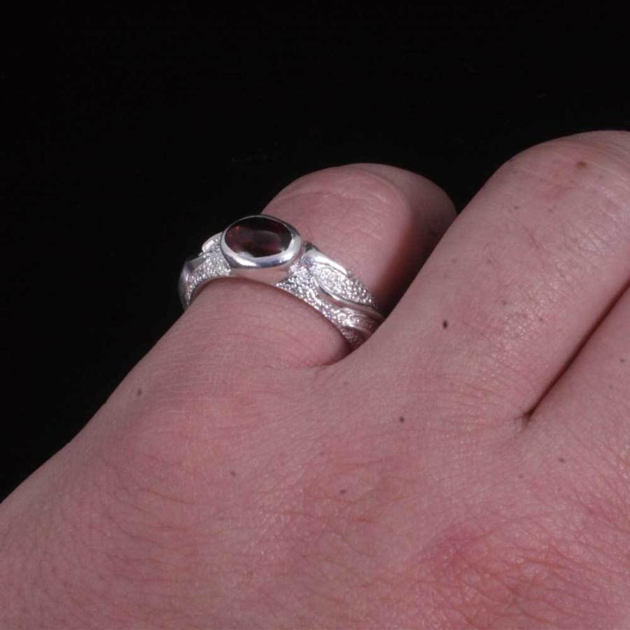 シルバーリング 白い石付き ポーチ付き ryu-zu_r-287